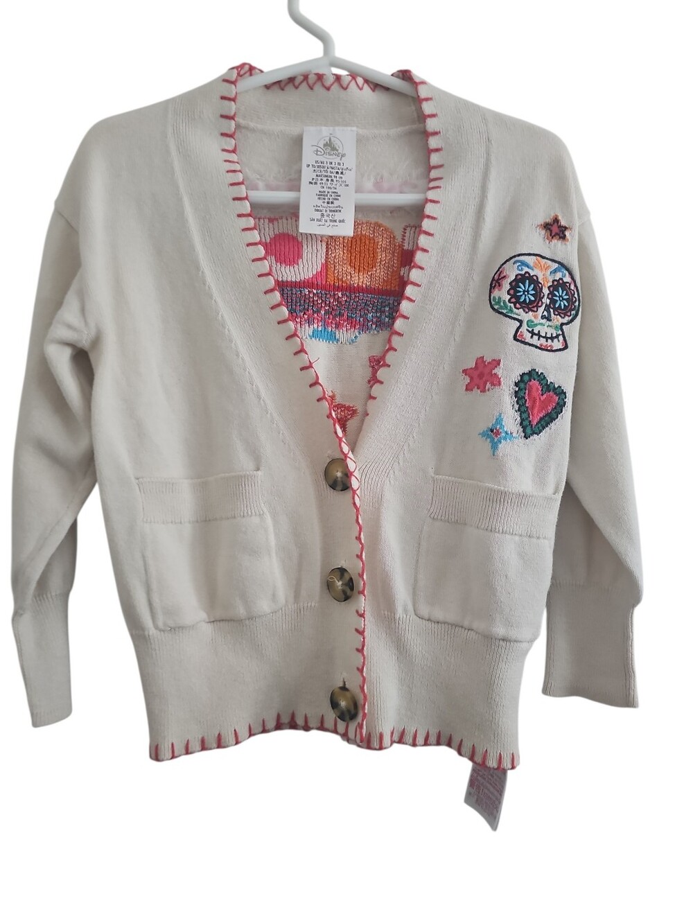 Disney Pixar Coco Embroidered Girls Cardigan Sweater Size:3